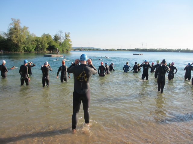 Hinein in den eiskalten Hardtsee.
