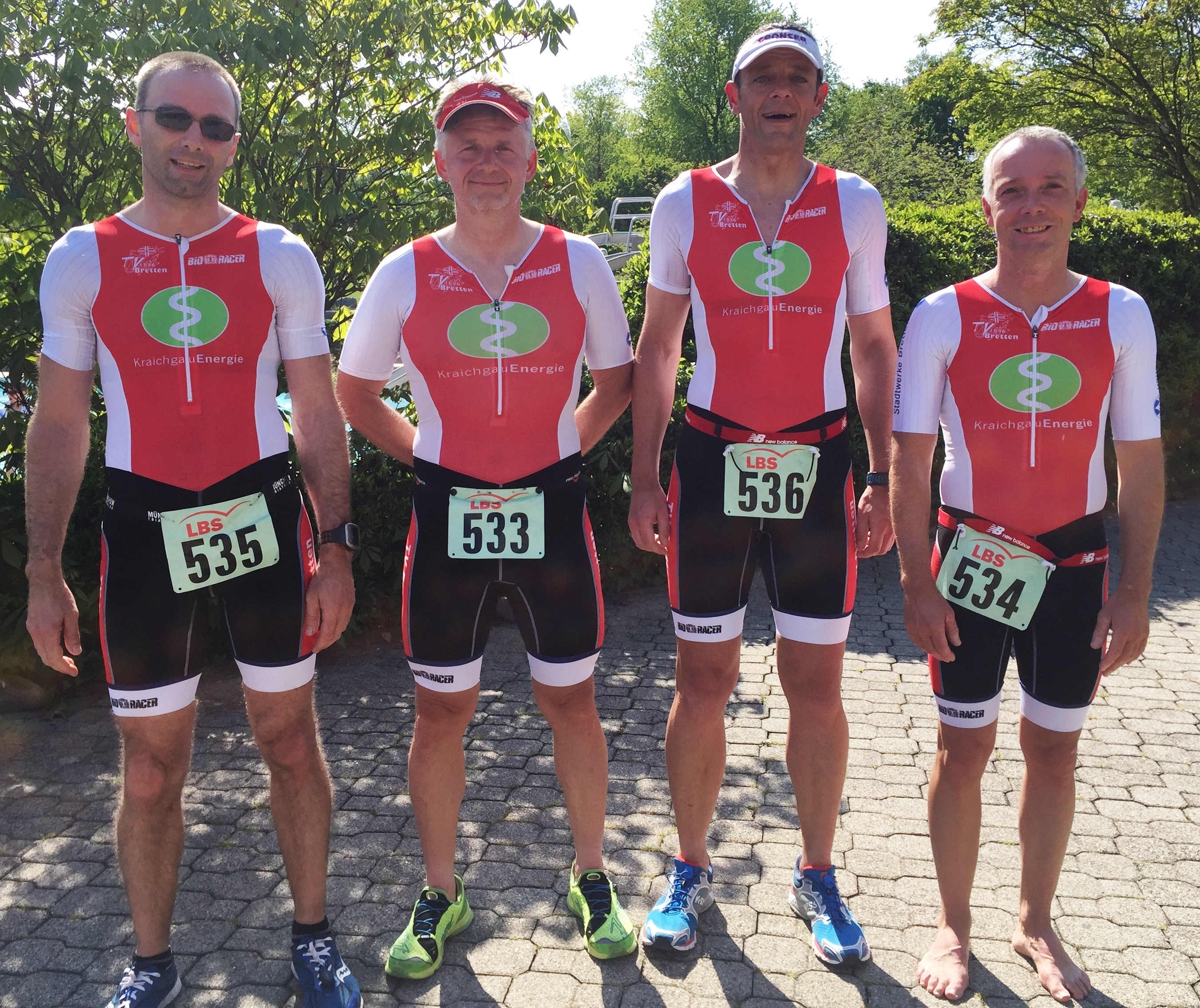 Team TV Bretten Triathlon: Michael Sauer, Drazen Kanjuh, Uwe Schmidt und Jürgen Lang