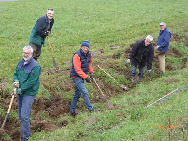 Damit scheue Waldbewohner ungesehen vom Großen in den Langen Wald wechseln können, bepflanzten die Jeremias-Aktivisten einen Graben. | Foto: NABU Bretten