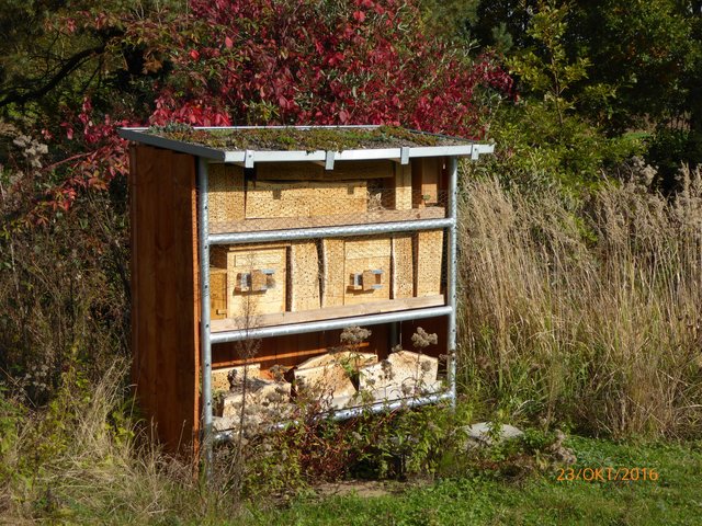 Die Etagen der neuen Bienenhäuser wurden aus starken Brettern gefertigt, die beim Hallenbadabriss angefallen waren. | Foto: NABU Bretten