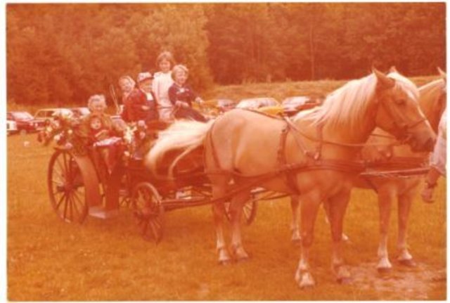 Die erste Pferdesegnung 1979 war eigentlich eine Fahrzeugsegnung. Für den Reisesegen vor den Sommerferien fuhren Dickemanns mit ihrem Haflingergespann vor.