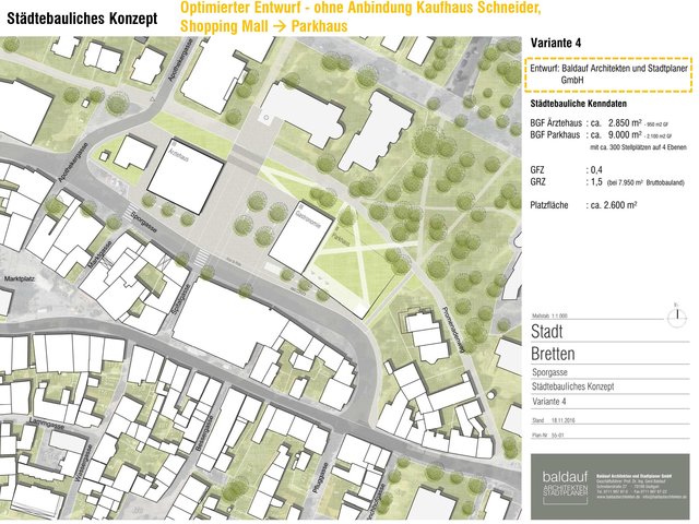 Städtebauliches Konzept - Variante 4 | Foto: Planungsbüro Baldauf Architekten und Stadtplaner