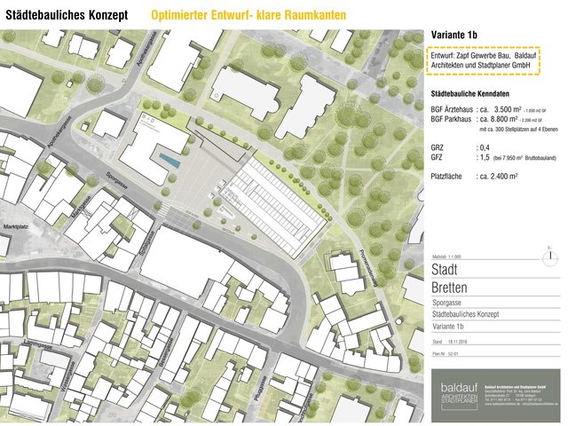 Städtebauliches Konzept - Variante 1b | Foto: Planungsbüro Baldauf Architekten und Stadtplaner