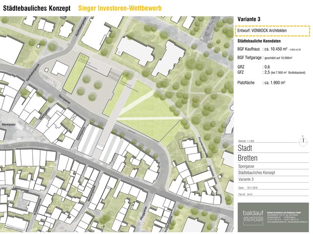 Städtebauliches Konzept - Variante 3 | Foto: Planungsbüro Baldauf Architekten und Stadtplaner