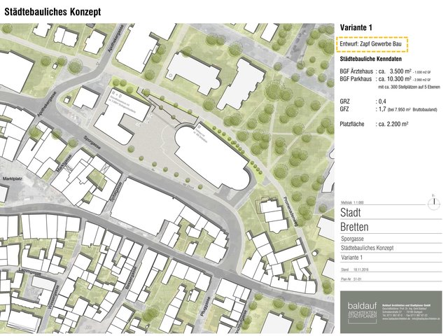 Städtebauliches Konzept - Variante 1 | Foto: Planungsbüro Baldauf Architekten und Stadtplaner