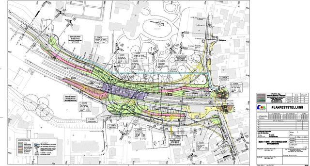 Lageplan: Der unterirdische Kreisel ist etwa 140 Meter nördlich des bestehenden Bahnübergangs geplant. | Foto: Ingenieurbüro für Bauwesen Prof Dr.-Ing. Heinrich Bechert + Partner