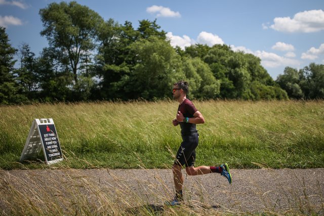 KRAICHGAU, GERMANY - JUNE 03:  Athletes compete in the running leg during the Sparkasse IRONMAN 70.3 Kraichgau powered by KraichgauEnergie on June 3, 2018 in Kraichgau, Germany.  (Photo by Joern Pollex/Getty Images for IRONMAN)