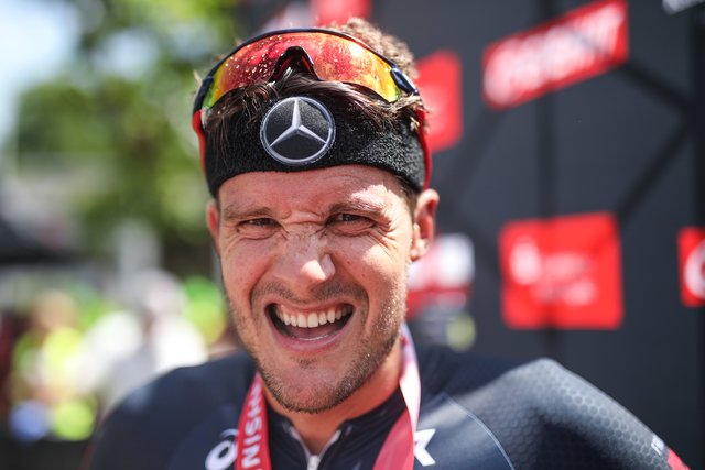 KRAICHGAU, GERMANY - JUNE 03:  Jan Frodeno is seen after winning the Sparkasse IRONMAN 70.3 Kraichgau powered by KraichgauEnergie on June 3, 2018 in Kraichgau, Germany.  (Photo by Joern Pollex/Getty Images for IRONMAN)
