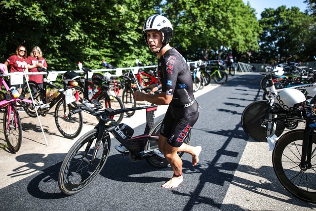 KRAICHGAU, GERMANY - JUNE 03:  Andi Boecherer competes in the bike leg during the Sparkasse IRONMAN 70.3 Kraichgau powered by KraichgauEnergie on June 3, 2018 in Kraichgau, Germany.  (Photo by Joern Pollex/Getty Images for IRONMAN)