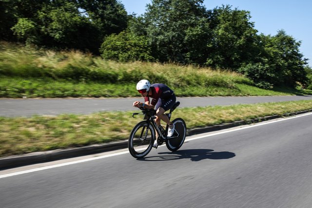 KRAICHGAU, GERMANY - JUNE 03:  Andi Boecherer competes in the bike leg during the Sparkasse IRONMAN 70.3 Kraichgau powered by KraichgauEnergie on June 3, 2018 in Kraichgau, Germany.  (Photo by Joern Pollex/Getty Images for IRONMAN)