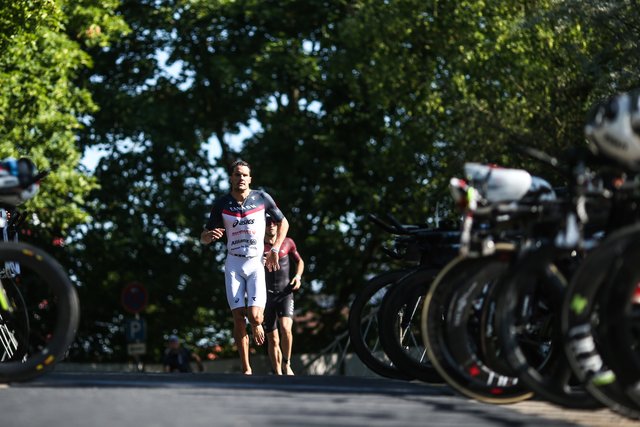 KRAICHGAU, GERMANY - JUNE 03:  Jan Frodeno competes in the swim leg during the Sparkasse IRONMAN 70.3 Kraichgau powered by KraichgauEnergie on June 3, 2018 in Kraichgau, Germany.  (Photo by Joern Pollex/Getty Images for IRONMAN)