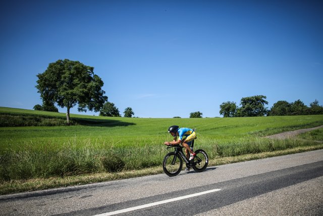 KRAICHGAU, GERMANY - JUNE 03:  Athletes compete in the bike leg during the Sparkasse IRONMAN 70.3 Kraichgau powered by KraichgauEnergie on June 3, 2018 in Kraichgau, Germany.  (Photo by Joern Pollex/Getty Images for IRONMAN)