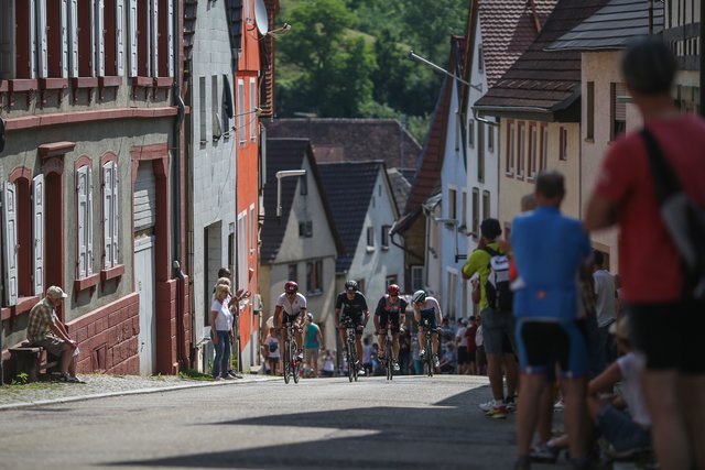 KRAICHGAU, GERMANY - JUNE 03:  Athletes compete in the bike leg during the Sparkasse IRONMAN 70.3 Kraichgau powered by KraichgauEnergie on June 3, 2018 in Kraichgau, Germany.  (Photo by Joern Pollex/Getty Images for IRONMAN)