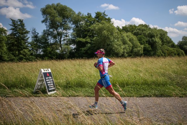 KRAICHGAU, GERMANY - JUNE 03:  Athletes compete in the running leg during the Sparkasse IRONMAN 70.3 Kraichgau powered by KraichgauEnergie on June 3, 2018 in Kraichgau, Germany.  (Photo by Joern Pollex/Getty Images for IRONMAN)