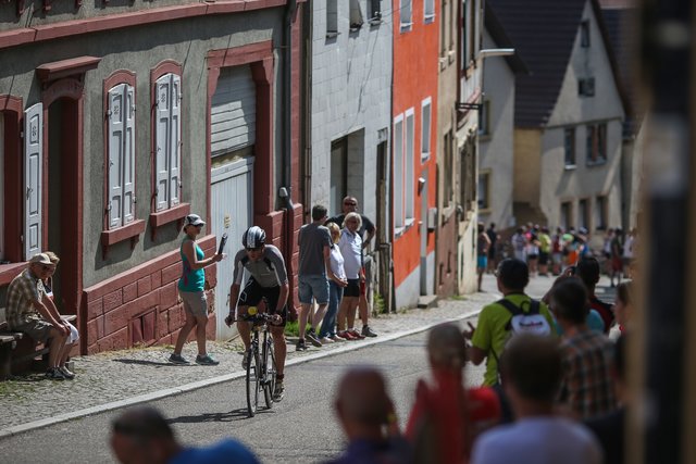 KRAICHGAU, GERMANY - JUNE 03:  Athletes compete in the bike leg during the Sparkasse IRONMAN 70.3 Kraichgau powered by KraichgauEnergie on June 3, 2018 in Kraichgau, Germany.  (Photo by Joern Pollex/Getty Images for IRONMAN)