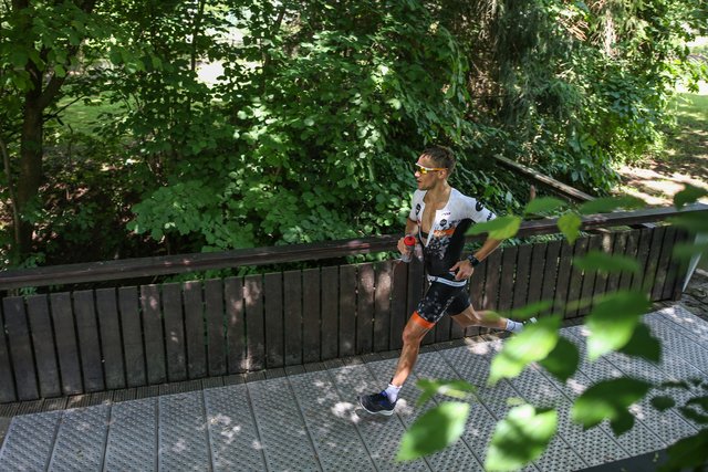 KRAICHGAU, GERMANY - JUNE 03:  Athletes compete in the running leg during the Sparkasse IRONMAN 70.3 Kraichgau powered by KraichgauEnergie on June 3, 2018 in Kraichgau, Germany.  (Photo by Joern Pollex/Getty Images for IRONMAN)