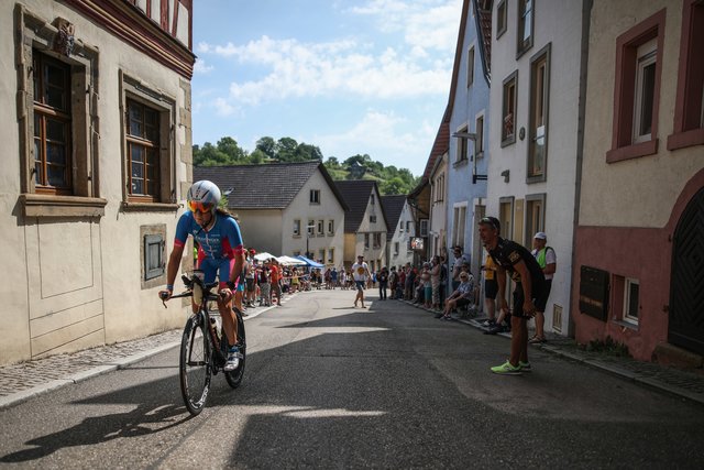 KRAICHGAU, GERMANY - JUNE 03:  Athletes compete in the bike leg during the Sparkasse IRONMAN 70.3 Kraichgau powered by KraichgauEnergie on June 3, 2018 in Kraichgau, Germany.  (Photo by Joern Pollex/Getty Images for IRONMAN)