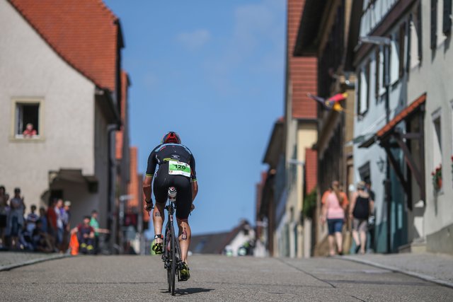 KRAICHGAU, GERMANY - JUNE 03:  Athletes compete in the bike leg during the Sparkasse IRONMAN 70.3 Kraichgau powered by KraichgauEnergie on June 3, 2018 in Kraichgau, Germany.  (Photo by Joern Pollex/Getty Images for IRONMAN)