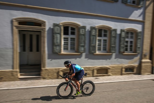 KRAICHGAU, GERMANY - JUNE 03:  Athletes compete in the bike leg during the Sparkasse IRONMAN 70.3 Kraichgau powered by KraichgauEnergie on June 3, 2018 in Kraichgau, Germany.  (Photo by Joern Pollex/Getty Images for IRONMAN)