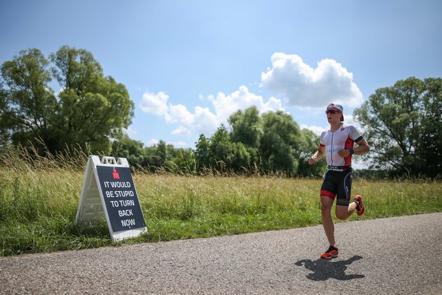 KRAICHGAU, GERMANY - JUNE 03:  Athletes compete in the running leg during the Sparkasse IRONMAN 70.3 Kraichgau powered by KraichgauEnergie on June 3, 2018 in Kraichgau, Germany.  (Photo by Joern Pollex/Getty Images for IRONMAN)