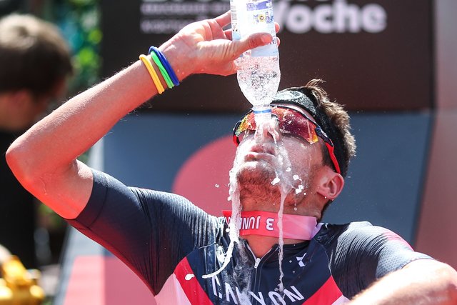 KRAICHGAU, GERMANY - JUNE 03:  Jan Frodeno is seen after winning the Sparkasse IRONMAN 70.3 Kraichgau powered by KraichgauEnergie on June 3, 2018 in Kraichgau, Germany.  (Photo by Joern Pollex/Getty Images for IRONMAN)