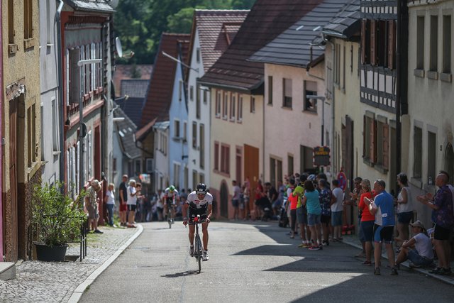 KRAICHGAU, GERMANY - JUNE 03:  Athletes compete in the bike leg during the Sparkasse IRONMAN 70.3 Kraichgau powered by KraichgauEnergie on June 3, 2018 in Kraichgau, Germany.  (Photo by Joern Pollex/Getty Images for IRONMAN)