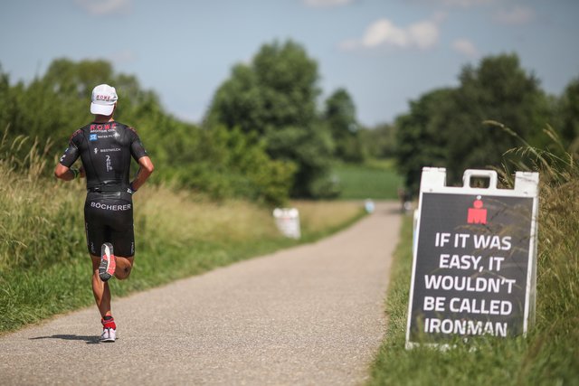 KRAICHGAU, GERMANY - JUNE 03:  Andi Boecherer competes in the running leg during the Sparkasse IRONMAN 70.3 Kraichgau powered by KraichgauEnergie on June 3, 2018 in Kraichgau, Germany.  (Photo by Joern Pollex/Getty Images for IRONMAN)