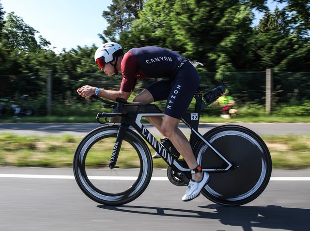 KRAICHGAU, GERMANY - JUNE 03:  Andi Boecherer competes in the bike leg during the Sparkasse IRONMAN 70.3 Kraichgau powered by KraichgauEnergie on June 3, 2018 in Kraichgau, Germany.  (Photo by Joern Pollex/Getty Images for IRONMAN)