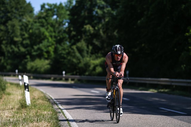 KRAICHGAU, GERMANY - JUNE 03:  Athletes compete in the bike leg during the Sparkasse IRONMAN 70.3 Kraichgau powered by KraichgauEnergie on June 3, 2018 in Kraichgau, Germany.  (Photo by Joern Pollex/Getty Images for IRONMAN)