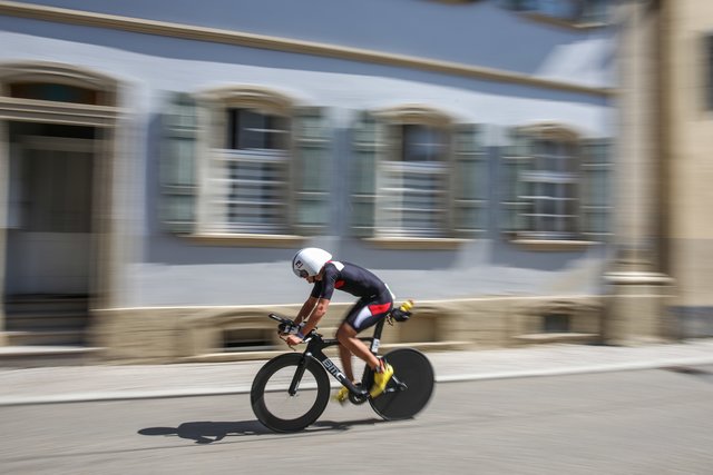 KRAICHGAU, GERMANY - JUNE 03:  Athletes compete in the bike leg during the Sparkasse IRONMAN 70.3 Kraichgau powered by KraichgauEnergie on June 3, 2018 in Kraichgau, Germany.  (Photo by Joern Pollex/Getty Images for IRONMAN)