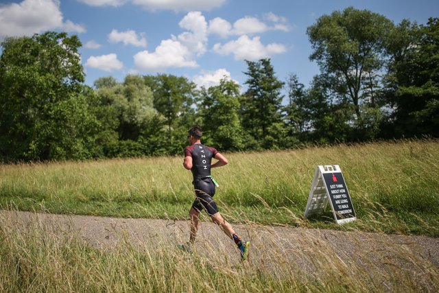 KRAICHGAU, GERMANY - JUNE 03:  Athletes compete in the running leg during the Sparkasse IRONMAN 70.3 Kraichgau powered by KraichgauEnergie on June 3, 2018 in Kraichgau, Germany.  (Photo by Joern Pollex/Getty Images for IRONMAN)
