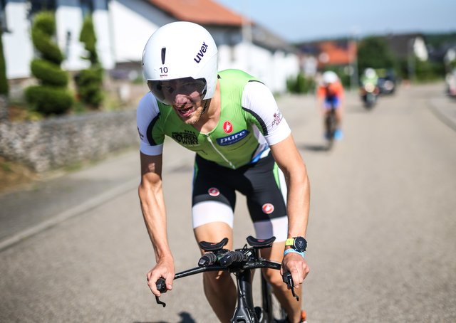 KRAICHGAU, GERMANY - JUNE 03:  Athletes compete in the bike leg during the Sparkasse IRONMAN 70.3 Kraichgau powered by KraichgauEnergie on June 3, 2018 in Kraichgau, Germany.  (Photo by Joern Pollex/Getty Images for IRONMAN)