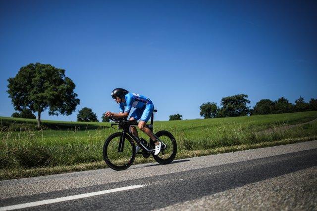 KRAICHGAU, GERMANY - JUNE 03:  Athletes compete in the bike leg during the Sparkasse IRONMAN 70.3 Kraichgau powered by KraichgauEnergie on June 3, 2018 in Kraichgau, Germany.  (Photo by Joern Pollex/Getty Images for IRONMAN)