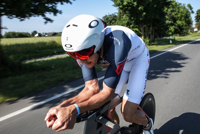 KRAICHGAU, GERMANY - JUNE 03:  Jan Frodeno competes in the bike leg during the Sparkasse IRONMAN 70.3 Kraichgau powered by KraichgauEnergie on June 3, 2018 in Kraichgau, Germany.  (Photo by Joern Pollex/Getty Images for IRONMAN)
