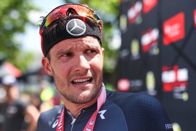 KRAICHGAU, GERMANY - JUNE 03:  Jan Frodeno is seen after winning the Sparkasse IRONMAN 70.3 Kraichgau powered by KraichgauEnergie on June 3, 2018 in Kraichgau, Germany.  (Photo by Joern Pollex/Getty Images for IRONMAN)