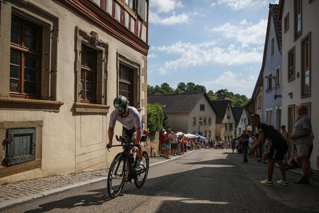 KRAICHGAU, GERMANY - JUNE 03:  Athletes compete in the bike leg during the Sparkasse IRONMAN 70.3 Kraichgau powered by KraichgauEnergie on June 3, 2018 in Kraichgau, Germany.  (Photo by Joern Pollex/Getty Images for IRONMAN)