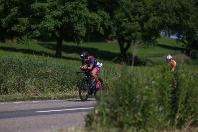 KRAICHGAU, GERMANY - JUNE 03:  Athletes compete in the bike leg during the Sparkasse IRONMAN 70.3 Kraichgau powered by KraichgauEnergie on June 3, 2018 in Kraichgau, Germany.  (Photo by Joern Pollex/Getty Images for IRONMAN)