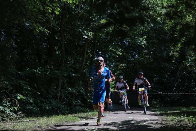 KRAICHGAU, GERMANY - JUNE 03:  Athletes compete in the running leg during the Sparkasse IRONMAN 70.3 Kraichgau powered by KraichgauEnergie on June 3, 2018 in Kraichgau, Germany.  (Photo by Joern Pollex/Getty Images for IRONMAN)