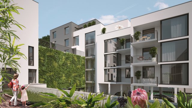 Gesundheitszentrum Jöhlingen: Blick auf das Haus des Wohnens. Visualisierung: Curavia