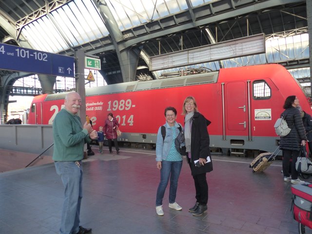 Wolfgang Eberle undEhef Frau Claudia empfangen Mrs. Johnson in Karlsruhe
