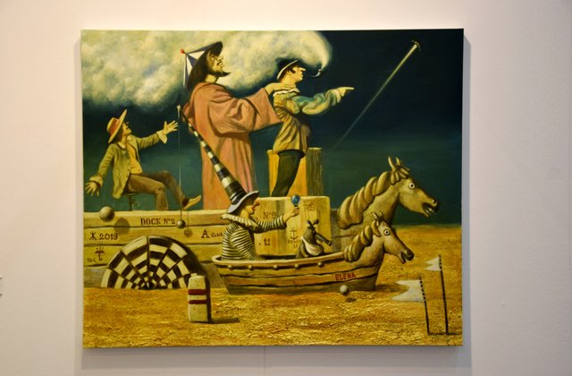 Traumwandlerische Szenen: "Der tapfere Seefahrer" heißt dieses Gemälde des moldawischen Malers Dimitriy Zhdankin, angeboten von der Düsseldorfer Galerie Christian Marx. Foto: ch