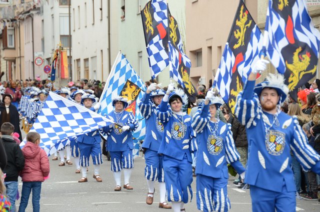 Der Fanfarenzug Bretten hat sich in diesem Jahr am großen Fasnet-Umzug in Rottenburg beteiligt. | Foto: gs