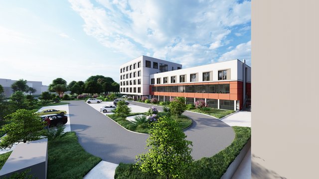 Blick um die Ecke von der neuen Rechbergklinik (rechts): Vor dem neuen Fachärztezentrum auf dem Rechberg sollen 55 Parkplätze entstehen. | Foto: Südbau