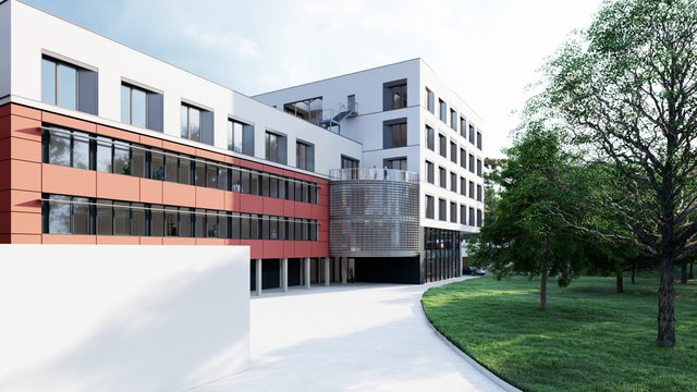 Die Rückseite des umgeplanten Fachärztezentrums auf dem Rechberg. | Foto: Südbau