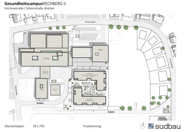 Der Lageplan des Klinik-Areals mit dem geplanten Gesundheitscampus im nördlichen Bereich.