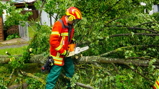 Starkregen und kräftige Gewitter haben am Pfingstsonntag für überflutete Straßen und umgestürzte Bäume im Enzkreis gesorgt. | Foto: Markus Rott / Einsatz-Report24
