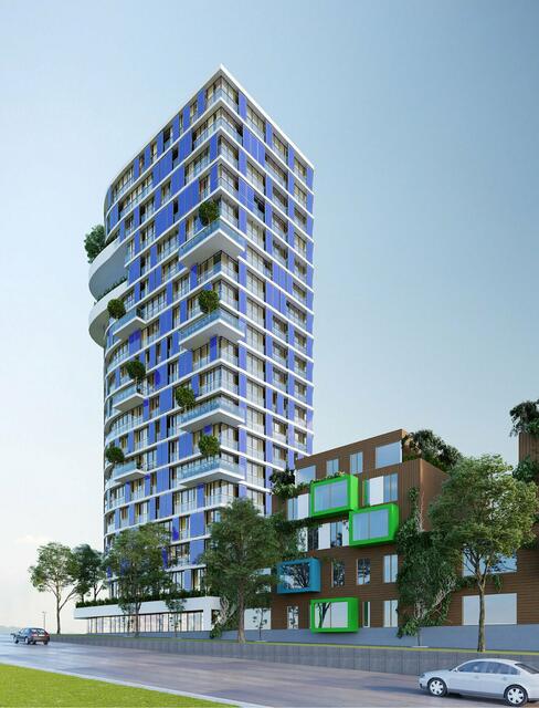 So könnte der neue Melanchthon-Tower am Alexanderplatz aussehen. | Foto: Illustration: BVA Wohn- und Gewerbebau GmbH & Co. KG, Stuttgart und Bad Wildbad