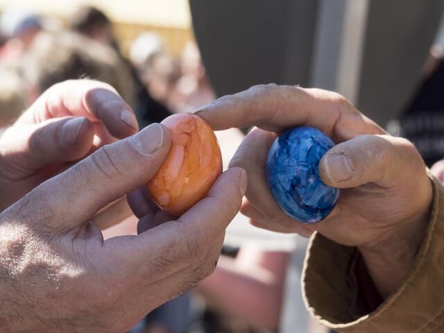 Spitz auf Spitz oder A.... auf A.... - so gilt's beim Ostereierhiggen | Foto: Hans-Peter Safranek
