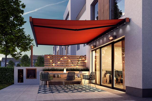 Tiefe, warme Farbtöne setzen einen interessanten Akzent an modernen Fassaden. | Foto: DJD/weinor