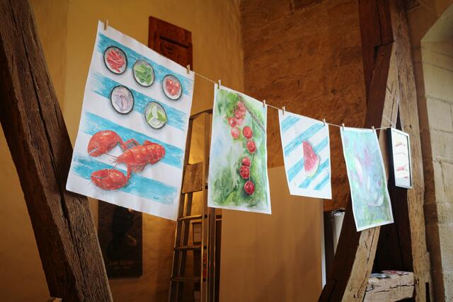 Im Rathaus-Foyer wurden Aquarelle und Acrylbilder gezeigt. | Foto: kuna